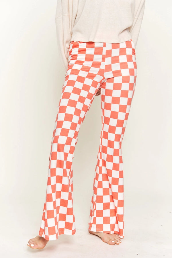 Jade by Jane Pink Flared Checkered Pants