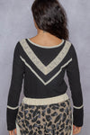 POL Designed in V-neck long sleeve top