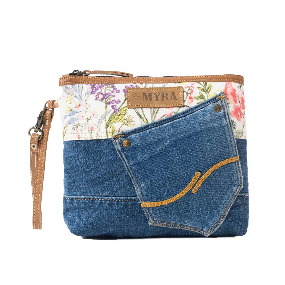 Myra Bag Dahlia Denim Clutch Bag