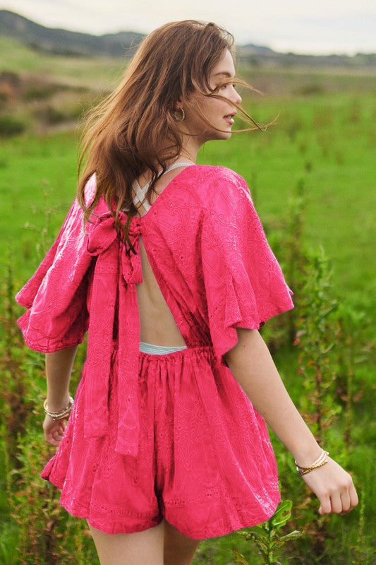 SALE Wrap Front Loose Open Tie Closure Romper