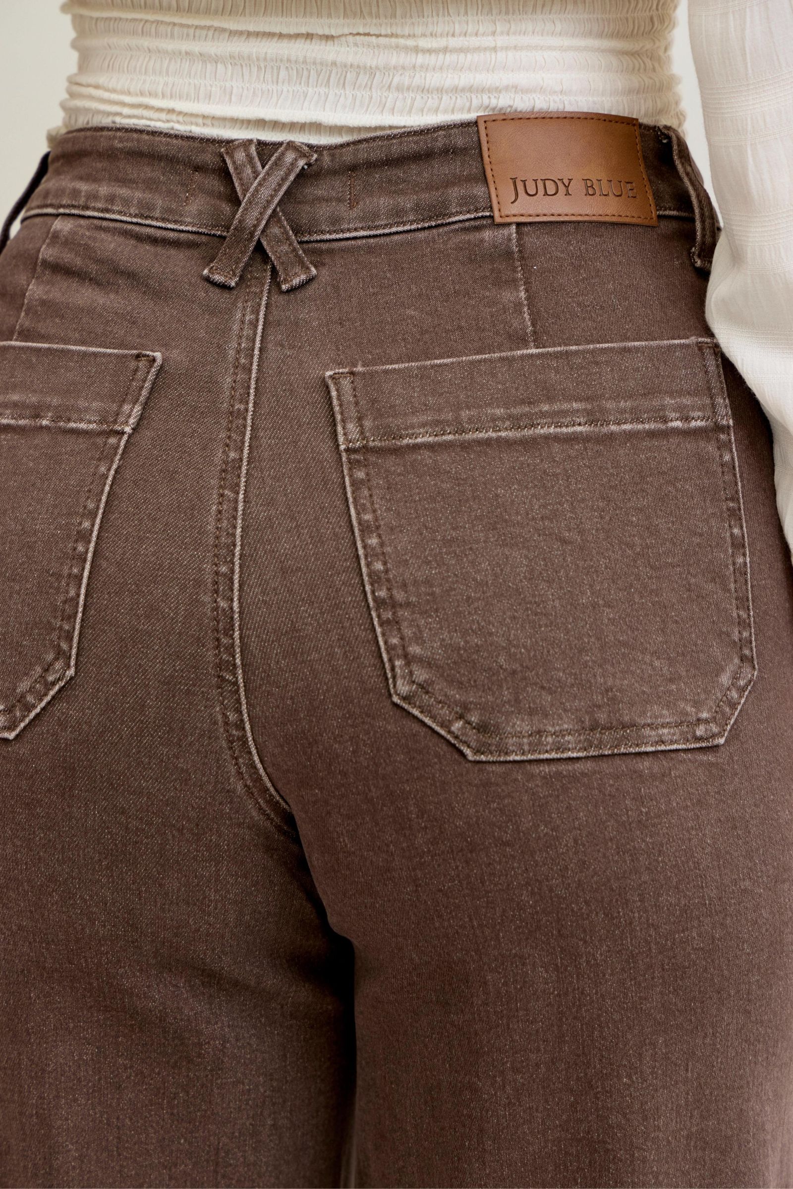 Judy Blue HW Retro Wide Yarn Dyed Front Patch Pockets
