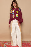 SALE POL Patch embellishment sweater crop jacket