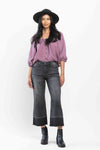 Judy Blue Hi Waist Wide Release Hem Crop Wide - Curvy Size