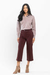 Judy Blue HW Wine Tummy Control Garment Dyed Wide Crop - Curvy Size