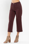 Judy Blue HW Wine Tummy Control Garment Dyed Wide Crop - Curvy Size
