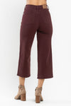 Judy Blue HW Wine Tummy Control Garment Dyed Wide Crop - Curvy Size