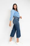 Judy Blue HW Button Fly Destroy Hem Crop Wide