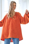 Elastic Opening Bell Bottom Balloon Sleeves Top