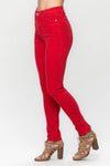 JUDY BLUE -High Waist Tummy Control Garment Dyed Skinny in Red