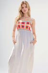 SALE Davi & Dani Crochet Bodice Back Textured Fabric Maxi Dress