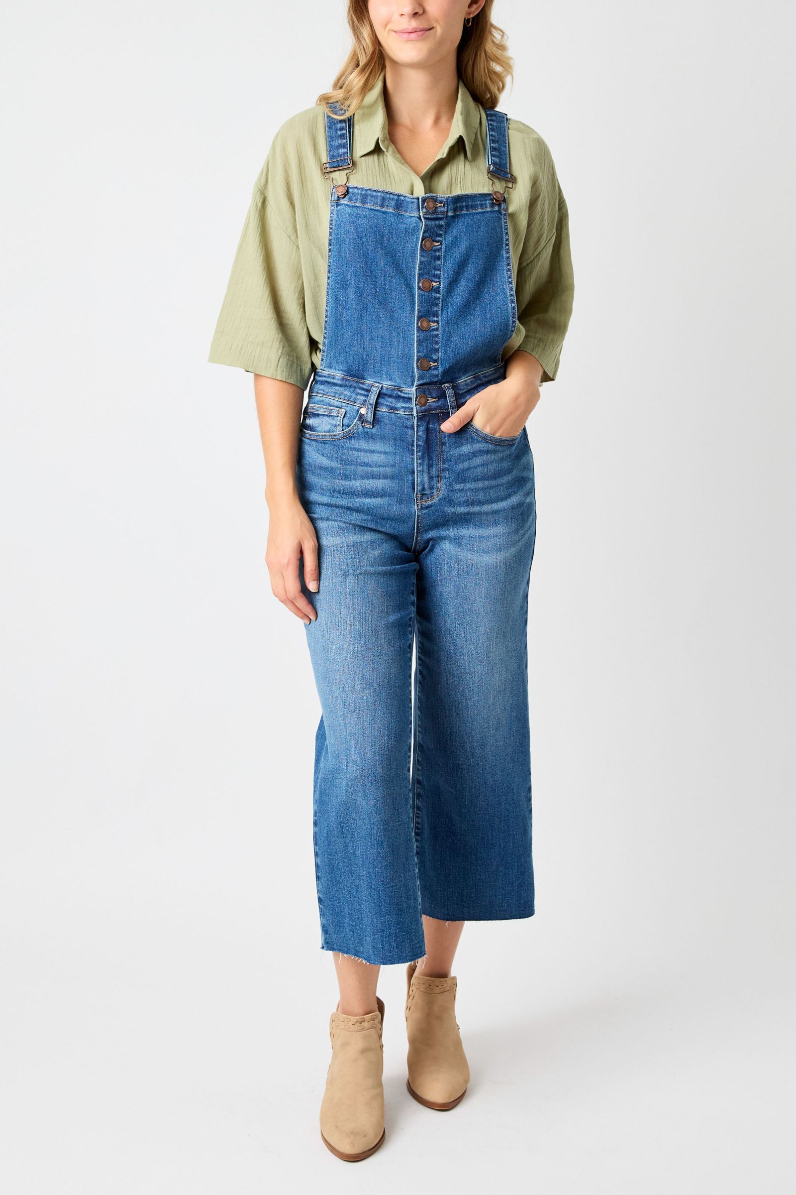 Judy Blue Hi Waist Crop Wide Overall