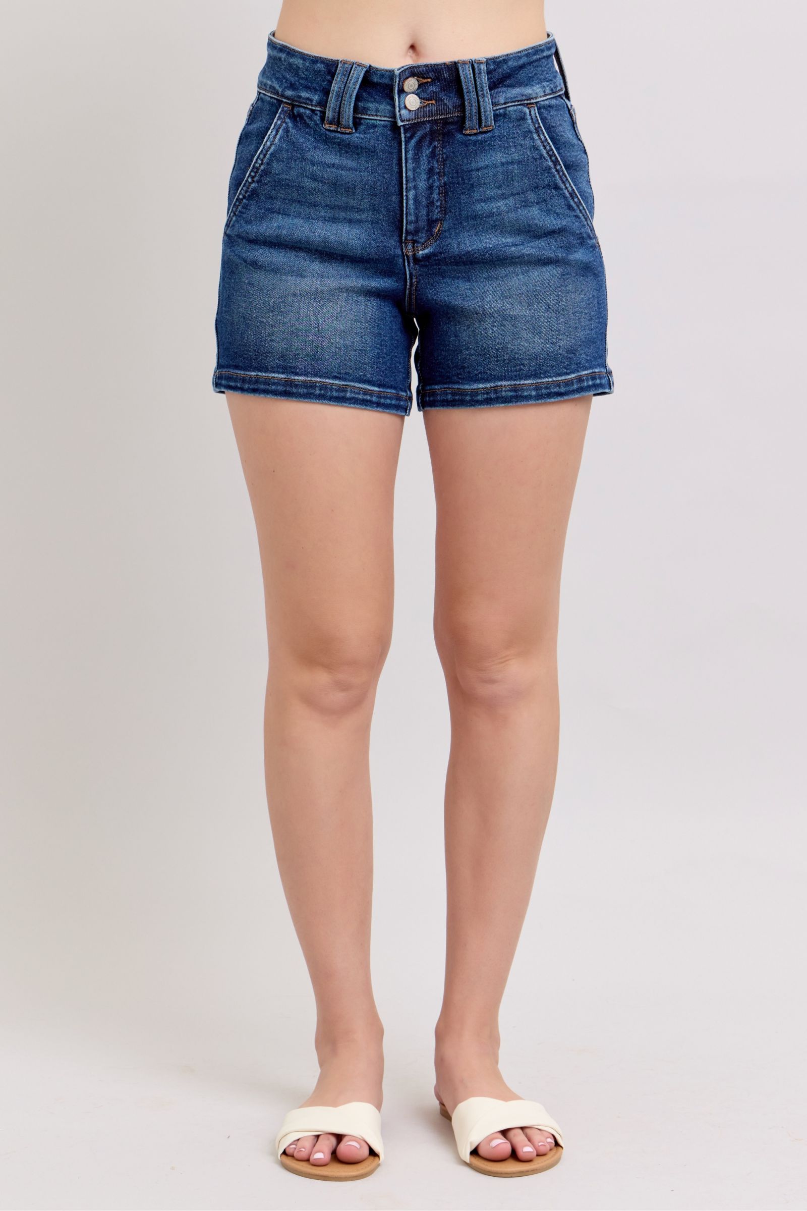 Judy Blue HW Double Button Waistband Shorts
