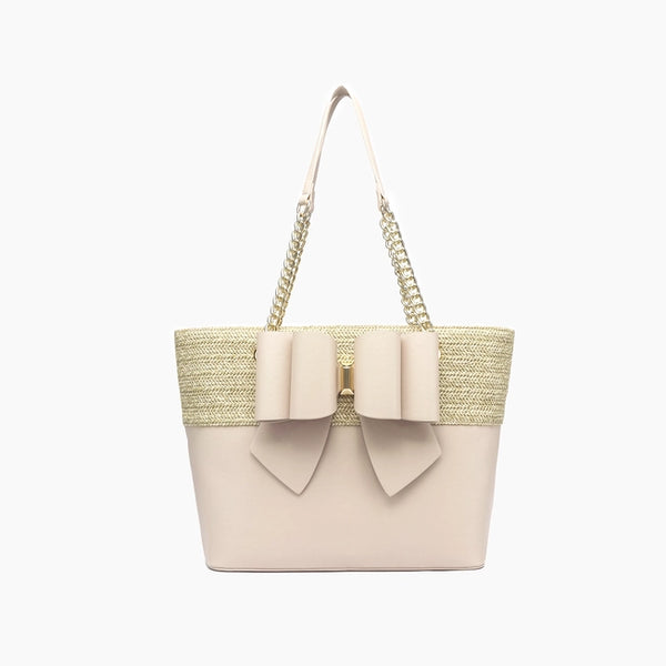 Daisy Bowtie Dual Straw Tote Bag - 2 Colors