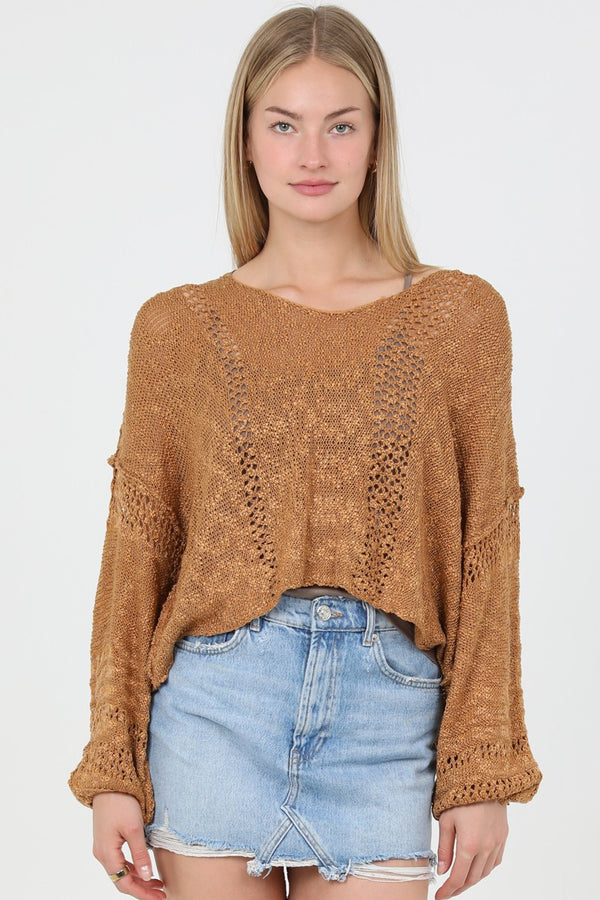 Angie V-neck Crop Length Light weight Pullover Sweater
