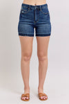 Judy Blue HW Tummy Control Destroy Release Hem Shorts