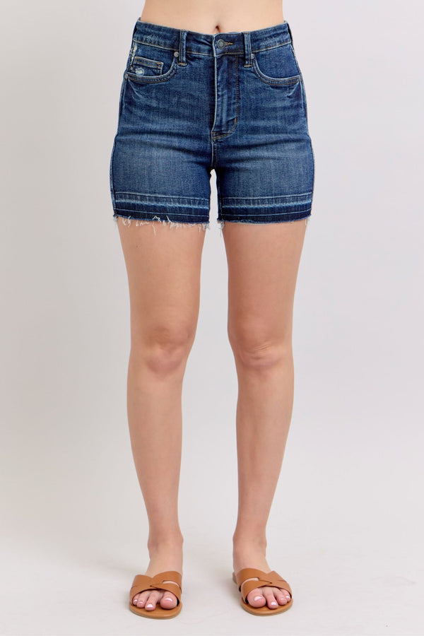 Judy Blue HW Tummy Control Destroy Release Hem Shorts