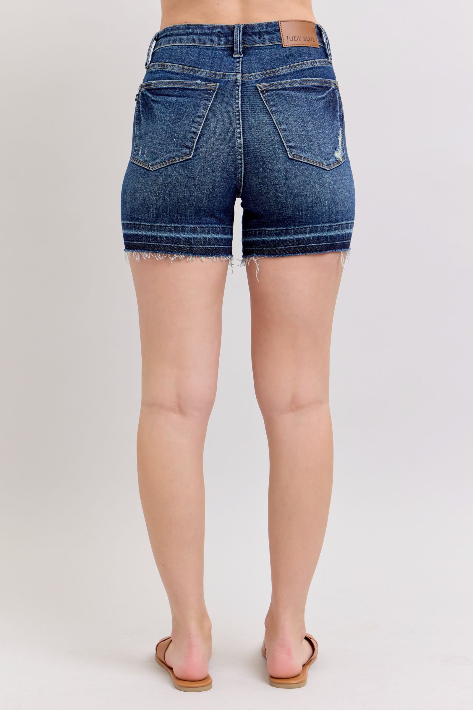 Judy Blue HW Tummy Control Destroy Release Hem Shorts