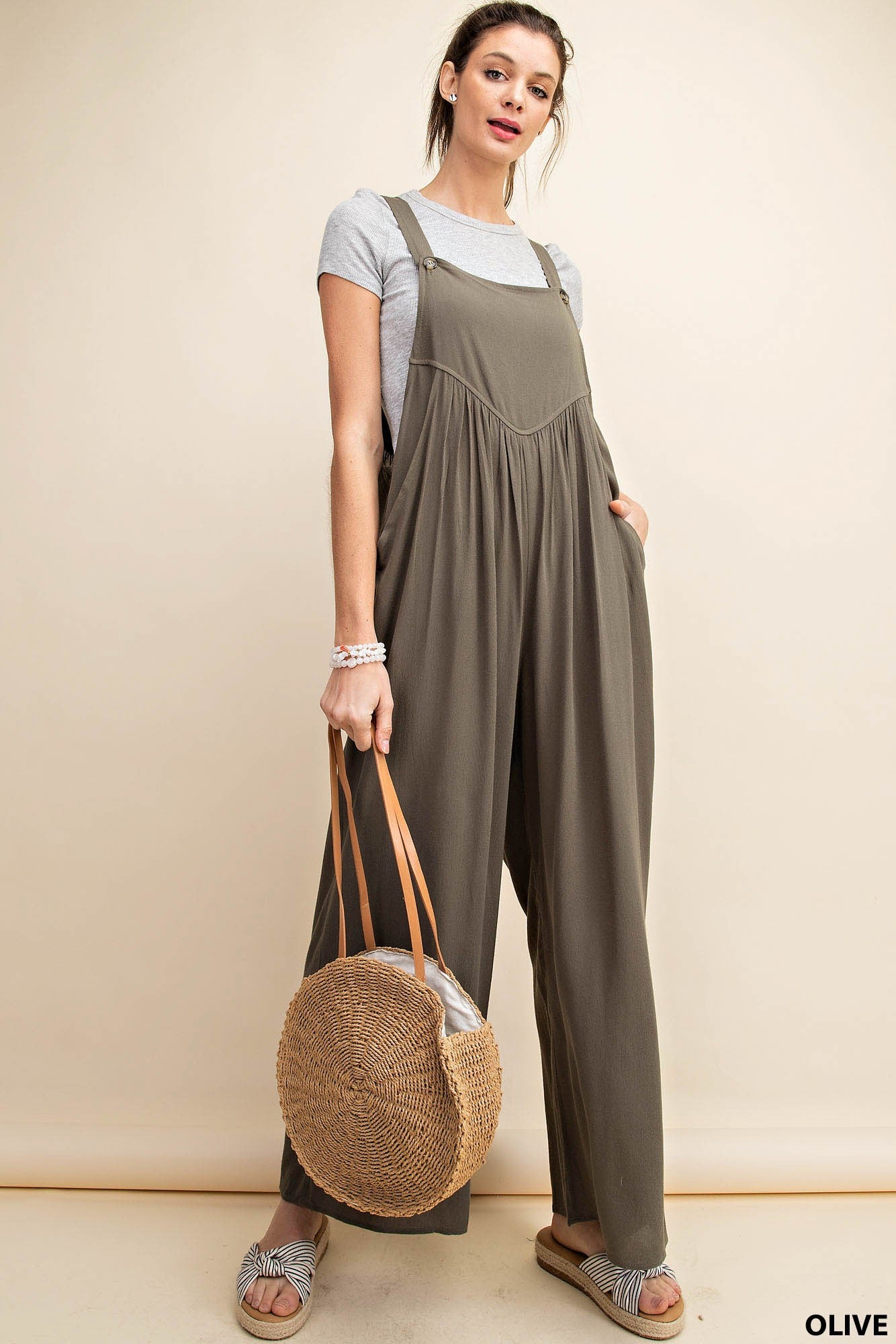 Kori America Overall Rayon Crepe Jumpsuit - 2 Colors