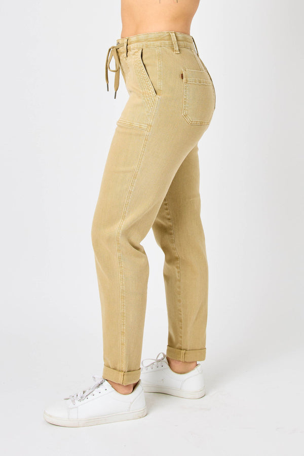 SALE Judy Blue High Waist Khaki Garment Dyed Cuffed Jogger