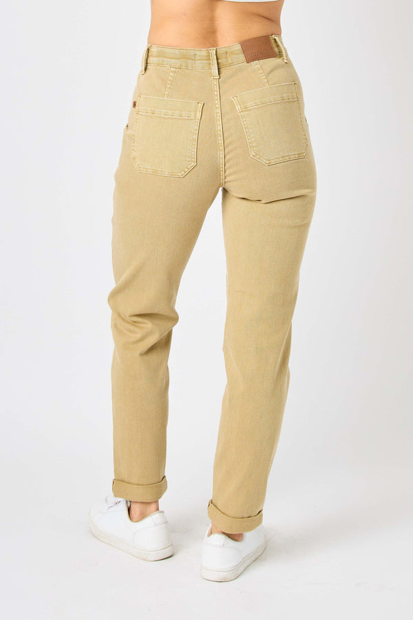 SALE Judy Blue High Waist Khaki Garment Dyed Cuffed Jogger