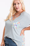 Stripe and Cute Animal print mix and match top w/pockets - Curvy Size