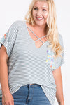 Stripe and Cute Animal print mix and match top w/pockets - Curvy Size