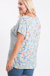 Stripe and Cute Animal print mix and match top w/pockets - Curvy Size