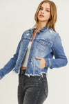Risen Jeans Distressed Vintage Frayed Hem Jacket