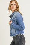 Risen Jeans Distressed Vintage Frayed Hem Jacket