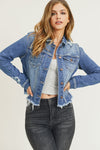 Risen Jeans Distressed Vintage Frayed Hem Jacket