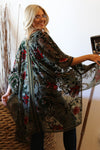 Burnout Velvet Floral Design Kimono