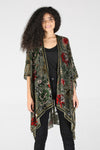 Burnout Velvet Floral Design Kimono