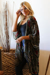Burnout Velvet Floral Design Kimono