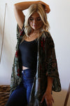 Burnout Velvet Floral Design Kimono