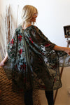 Burnout Velvet Floral Design Kimono