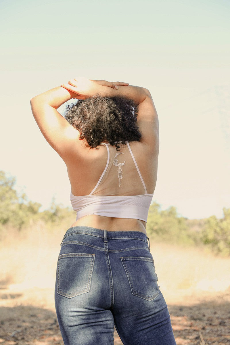 Crescent Moon Dream Catcher Tattoo Mesh Bralette - 3 Colors
