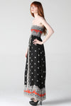 Strapless Maxi Dress with Smocked Bodice