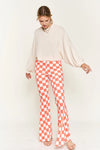 Jade by Jane Pink Flared Checkered Pants