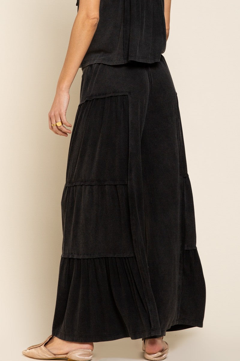POL Ribbed contrast fabric panels wide fit pants