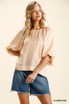 Half Balloon Sleeve Round Neck Top