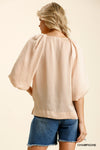 Half Balloon Sleeve Round Neck Top