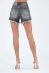 Risen Jeans Frayed Waist and Hem Shorts