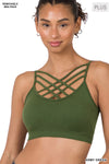 Seamless Triple Criss-Cross Padded Bralette - Curvy Size