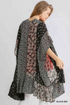 Umgee Sheer Mixed Print Open Front Kimono