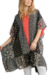 Umgee Sheer Mixed Print Open Front Kimono