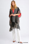 Umgee Sheer Mixed Print Open Front Kimono