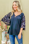 Feather Detailed 3/4 Sleeve Slub Top - 8 Colors