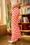 Jade by Jane Pink Flared Checkered Pants
