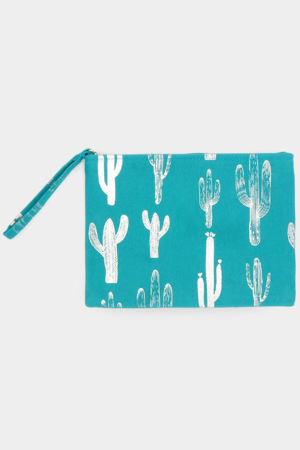 Metallic Cactus Patterned Pouch Clutch Bag - 4 Colors
