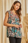 Flutter Woven top with round neckline